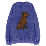 Chesapeake Bay Retriever - Brown wavy coat embroidered sitting pose - Vintage Sweatshirt