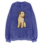 Soft Coated Wheaten Terrier - Light tan flowing coat embroidered pose - Vintage Sweatshirt