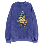 Nevada Wolf wearing Raiders beanie with outlaw patch and wayfarer sunglasses - Vintage Sweatshirt