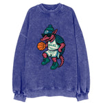Dallas Armadillo wearing Mavericks beanie with cowboy hat patch and wayfarer - Vintage Sweatshirt