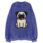 Pug - Tilted head with tongue out - Vint Vintage Sweatshirt