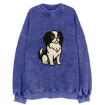 Japanese Chin - Black and white sitting Vintage Sweatshirt