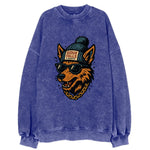 South Dakota Coyote wearing Sioux Falls beanie with pom pom and wayfarer - Vintage Sweatshirt