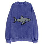 Great White Shark - Gray predator flat side profile - Vintage Sweatshirt