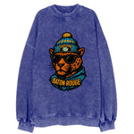 Baton Rouge Jaguar wearing Southern beanie with SU patch - Vintage Sweatshirt