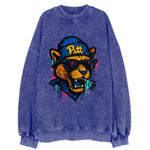 Pittsburgh Panther wearing Pitt beanie with script patch - Vintage Sweatshirt