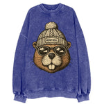 Montreal Beaver wearing Montreal beanie - Vintage Sweatshirt