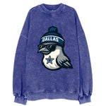 Dallas Mockingbird wearing Cowboys beanie with sheriff star and wayfarer - Vintage Sweatshirt