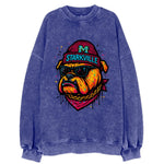 Starkville Bulldog wearing Mississippi State beanie with M patch - Vintage Sweatshirt