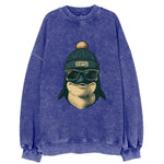 Washington Orca wearing Seattle beanie with pom pom and wayfarer sunglasses - Vintage Sweatshirt