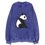 Panda - Black and white sitting pose flat side profile - Vintage Sweatshirt