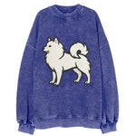 American Eskimo Dog - White spitz embroidered standing design - Vintage Sweatshirt