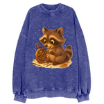 Raccoon tinkering with a steampunk pocket watch using tiny brass tools - Vintage Sweatshirt