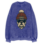 Athens Bulldog wearing Georgia beanie wi - Vintage Sweatshirt