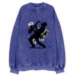 Saxophonist playing jazz in smoky room - Vintage Sweatshirt