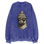 San Diego Sea Lion wearing San Diego beanie with pom pom and wayfarer - Vintage Sweatshirt