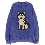 Pomsky - Pomeranian-Husky mix sitting po Vintage Sweatshirt