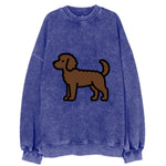 Labradoodle - Chocolate curly flat side profile - Vintage Sweatshirt