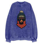 Indiana Cardinal wearing Indianapolis beanie with pom pom and wayfarer - Vintage Sweatshirt