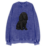 Field Spaniel - Black silky coat embroidered pose - Vintage Sweatshirt
