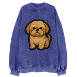 Shih Tzu - Minimalist fluffy design with - Vintage Sweatshirt