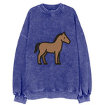 Horse - Brown standing pose flat side profile - Vintage Sweatshirt