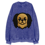 Japanese Chin - Modern flat-face logo wi - Vintage Sweatshirt
