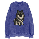 Keeshond - Gray and black spectacles embroidered design - Vintage Sweatshirt