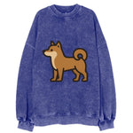 Shiba Inu - Red sesame flat side profile - Vintage Sweatshirt