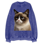 Grumpy Cat Expression  - Vintage Sweatshirt
