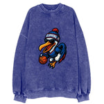 Los Angeles Pelican wearing Clippers beanie with sailboat patch and wayfarer - Vintage Sweatshirt