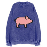 Pig - Pink farm pig flat side profile - Vintage Sweatshirt