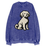 Löwchen - Little Lion Dog white embroide - Vintage Sweatshirt