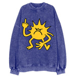 MORNINGS ARE PUNISHMENT | Grumpy sun with middle finger - Vintage Sweatshirt