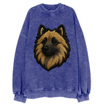 Keeshond - Contemporary spitz logo with - Vintage Sweatshirt