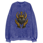 Celtic knot crown with woven strands merging into copper hands shielding a - Vintage Sweatshirt