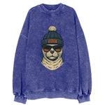 Rhode Island Harbor Seal wearing Providence beanie with pom pom and wayfarer - Vintage Sweatshirt