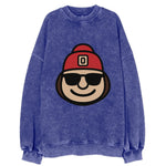 Columbus Brutus wearing Ohio State beanie with Block O patch - Vintage Sweatshirt