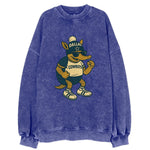 Dallas Armadillo wearing Cowboys beanie with lone star patch and wayfarer - Vintage Sweatshirt