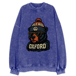Oxford Black Bear wearing Ole Miss beanie with rebel patch - Vintage Sweatshirt