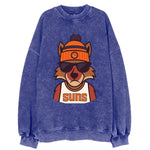 Arizona Coyote wearing Suns beanie with desert sun patch and wayfarer - Vintage Sweatshirt