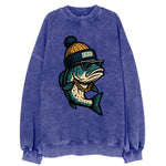 Erie Lake Trout wearing Erie beanie with - Vintage Sweatshirt
