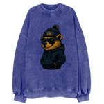 Berkeley Bear wearing Cal beanie with script patch - Vintage Sweatshirt