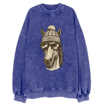 Kentucky Thoroughbred Horse wearing Louisville beanie with pom pom and - Vintage Sweatshirt