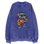 Brooklyn Rat wearing Nets beanie with subway token and wayfarer sunglasses - Vintage Sweatshirt