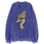 Toledo Great Blue Heron wearing Toledo beanie with pom pom and wayfarer - Vintage Sweatshirt