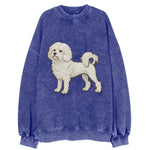 Löwchen - Little Lion Dog white embroidered pose - Vintage Sweatshirt