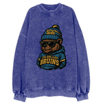 Los Angeles Bruin wearing UCLA beanie with script patch - Vintage Sweatshirt