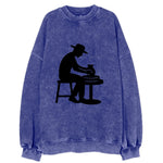Potter shaping clay on wheel - Vintage Sweatshirt