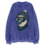 Chicago Pigeon wearing Chicago beanie with pom pom and wayfarer sunglasses - Vintage Sweatshirt